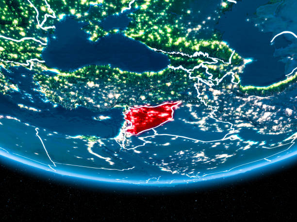 istock Syria on planet Earth from space at night 1082785338