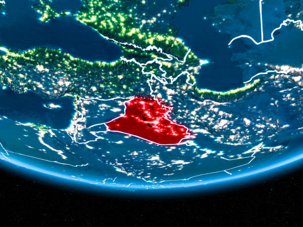 istock Iraq on planet Earth from space at night 1082785340