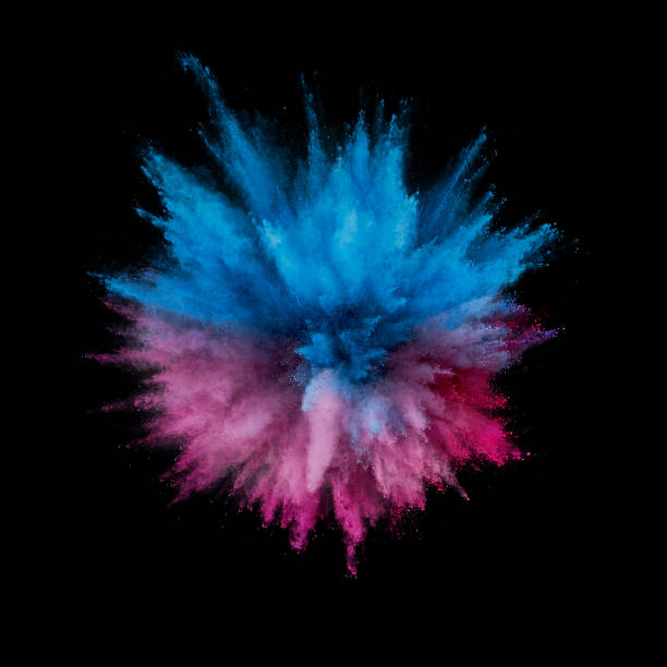 istock Colored powder explosion. Abstract closeup dust on backdrop. Colorful explode. Paint holi 1082786454