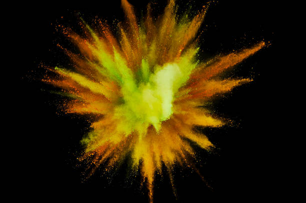 istock Colored powder explosion. Abstract closeup dust on backdrop. Colorful explode. Paint holi 1082786596