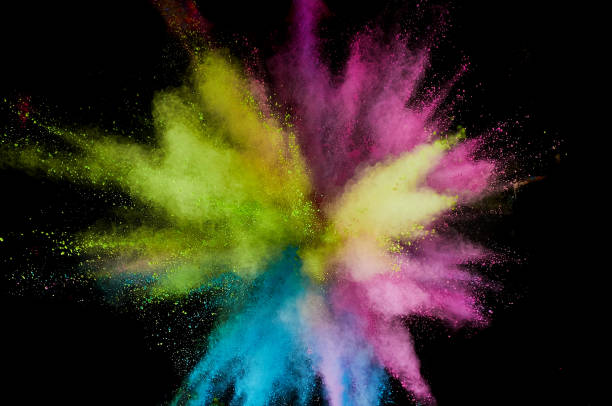 istock Colored powder explosion. Abstract closeup dust on backdrop. Colorful explode. Paint holi 1082786704