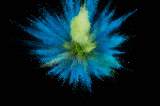 istock Colored powder explosion. Abstract closeup dust on backdrop. Colorful explode. Paint holi 1082787344