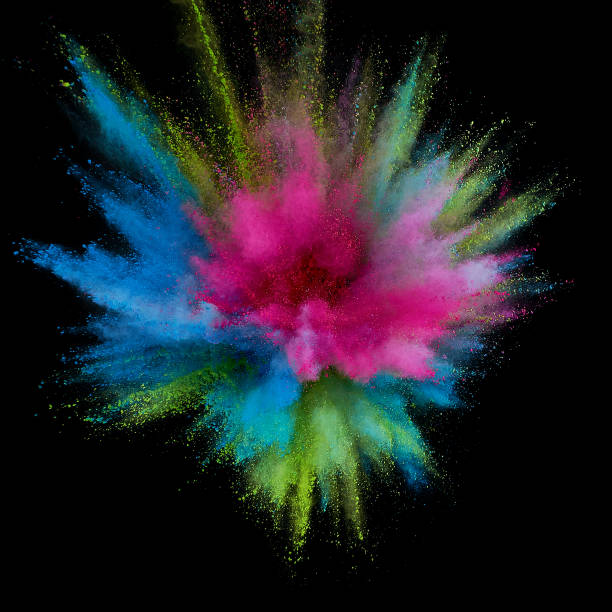 istock Colored powder explosion. Abstract closeup dust on backdrop. Colorful explode. Paint holi 1082787380