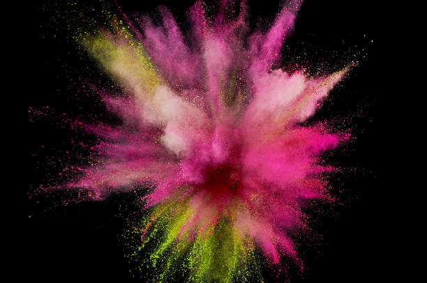 istock Colored powder explosion. Abstract closeup dust on backdrop. Colorful explode. Paint holi 1082787458