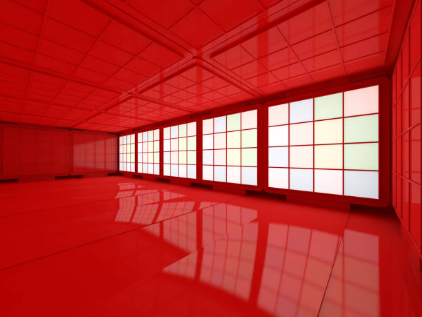 istock Background of an empty room with walls and neon light. Neon rays and glow. 3D 1082797068