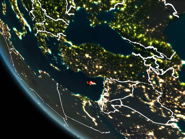 istock Satellite view of Cyprus at night 1082807188