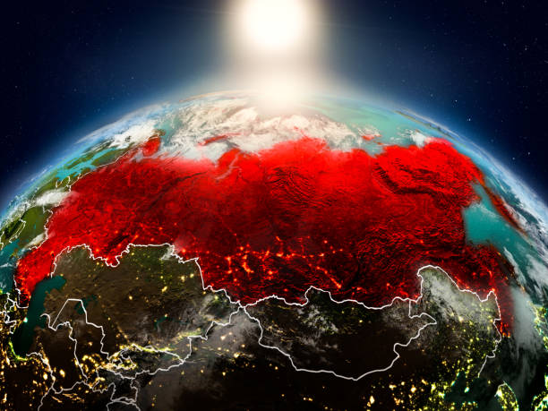 istock Russia in sunrise from orbit 1082807320