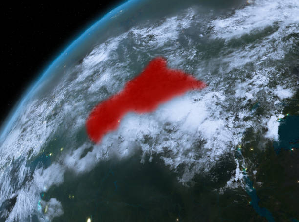 istock Central Africa on planet Earth in space at night 1082813108