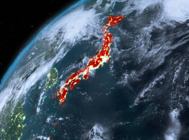 istock Japan on planet Earth in space at night 1082813164