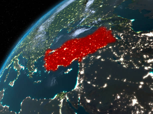 istock Turkey on planet Earth in space at night 1082813174