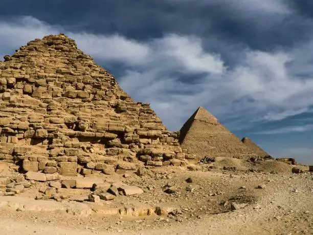 The Magestic Pyramids of Giza. Captured just before the storm