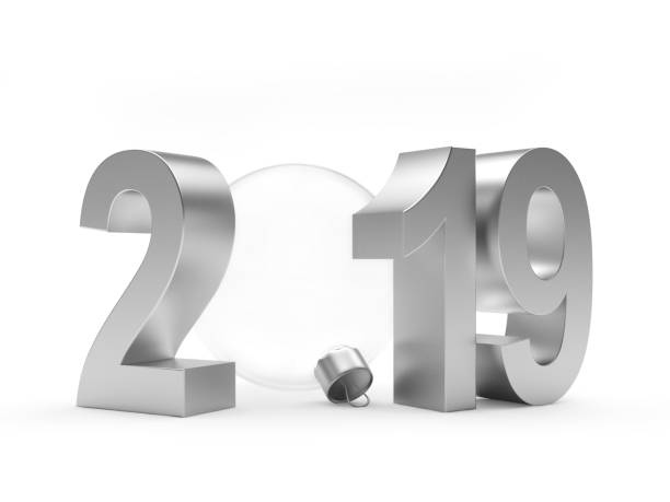 istock Silver 2019 and transparent Christmas ball 1082819970