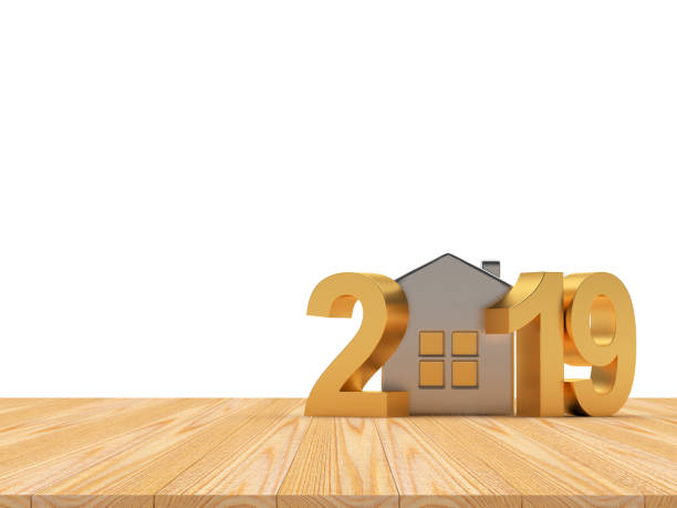 istock Golden 2019 with silver house icon 1082820702