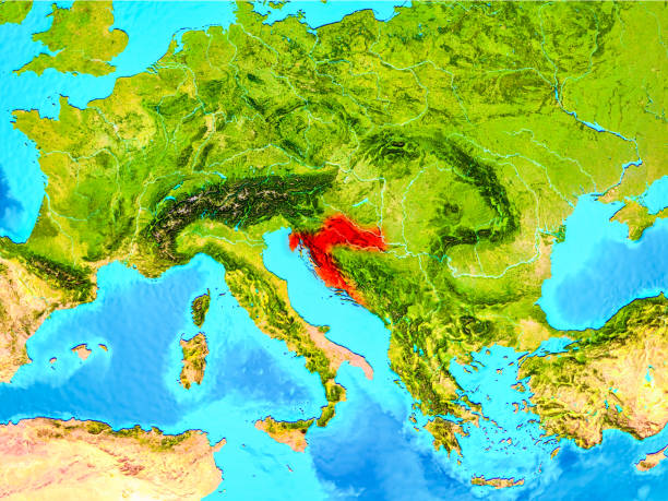 istock Croatia in red on Earth 1082822874