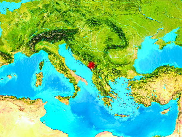 istock Montenegro in red on Earth 1082822882