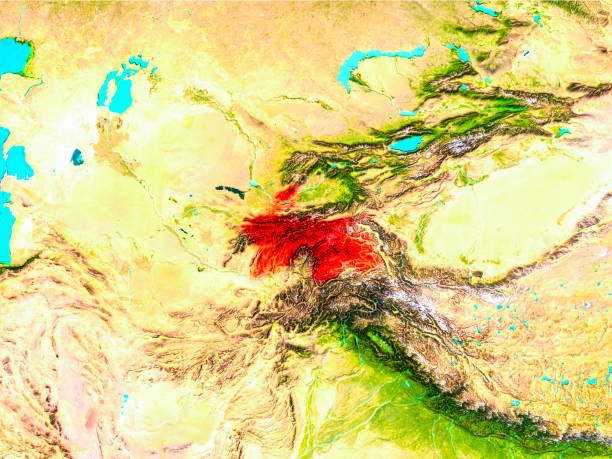 istock Tajikistan in red on Earth 1082822906