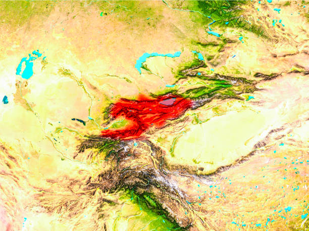 istock Kyrgyzstan in red on Earth 1082822930