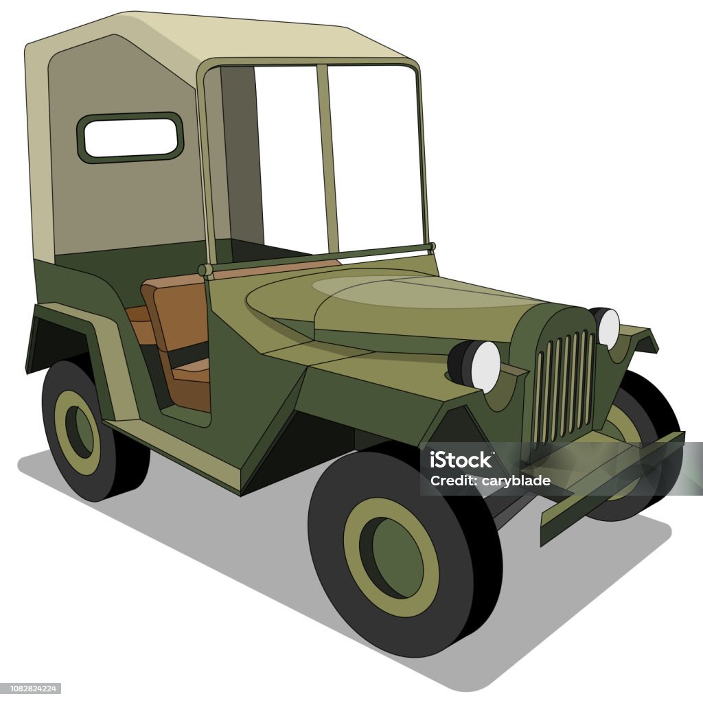 Military car. Isolated on white background. Vector illustration. Activity stock vector