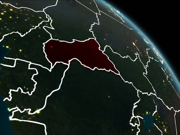 istock Central Africa in red at night 1082827590