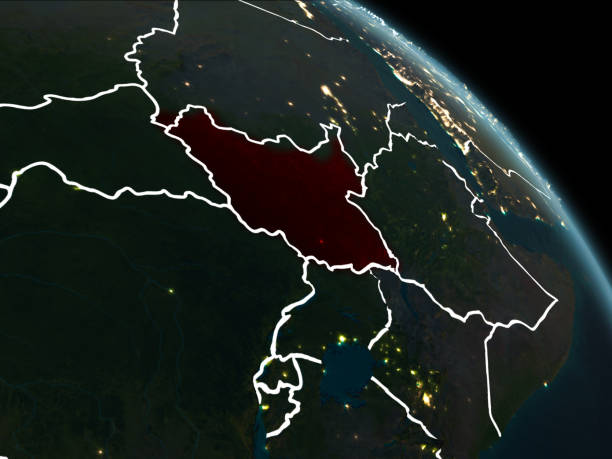 istock South Sudan in red at night 1082827628