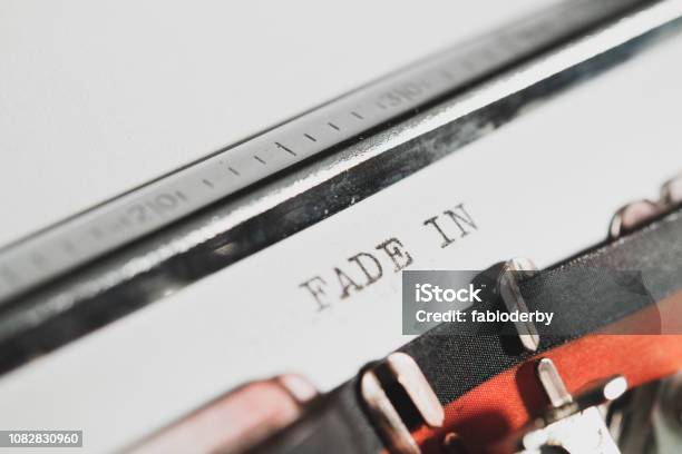 Typewriter Vintage Text Fade In Stock Photo - Download Image Now - Film Script, Movie, Writing - Activity