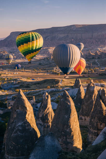 istock lots colorful balloons in sky above mountains 1082832724