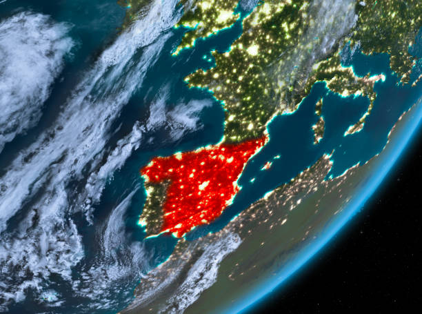 istock Orbit view of Spain at night 1082838014
