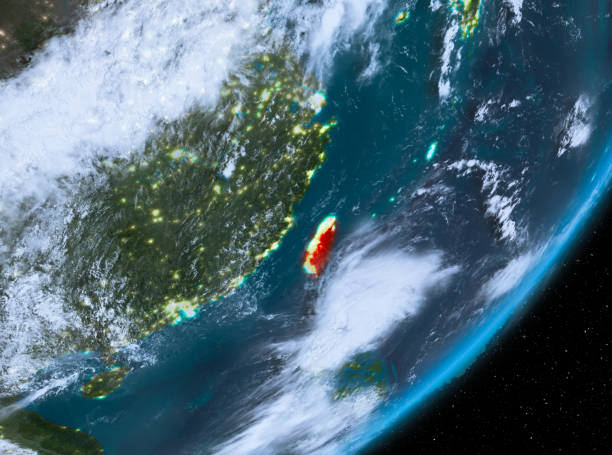 istock Orbit view of Taiwan at night 1082838086