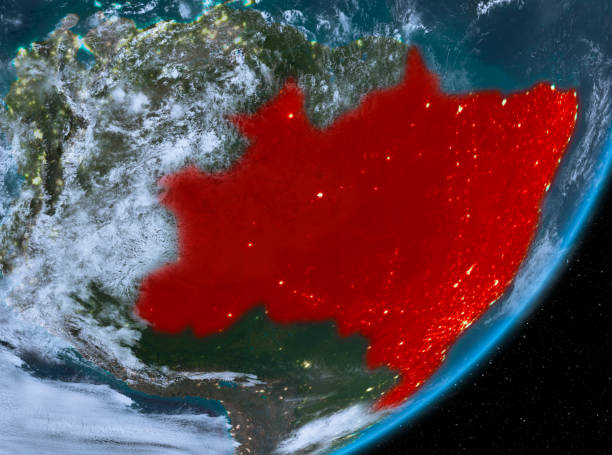 istock Orbit view of Brazil at night 1082838110