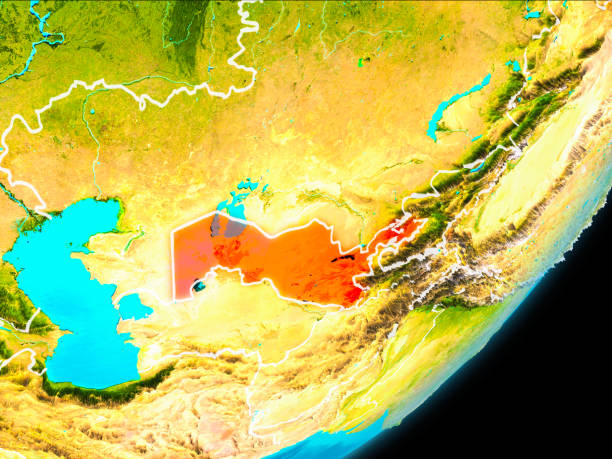 istock Orbit view of Uzbekistan 1082838174