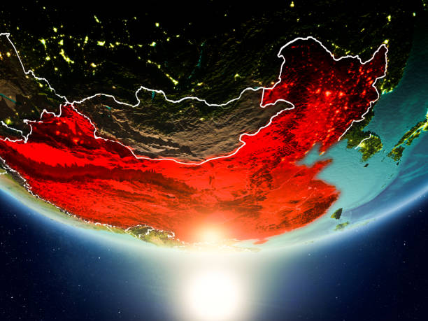 istock China with sun on planet Earth 1082838240