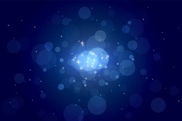 абстрактная частица bokeh темно-синий фон - christmas backgrounds glitter star shape stock illustrations