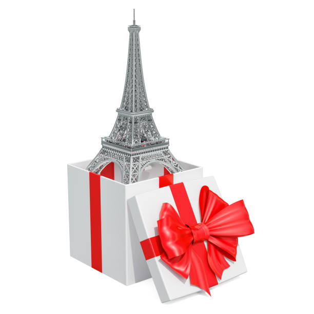 Gift travel in Paris concept, 3D rendering isolated on white background