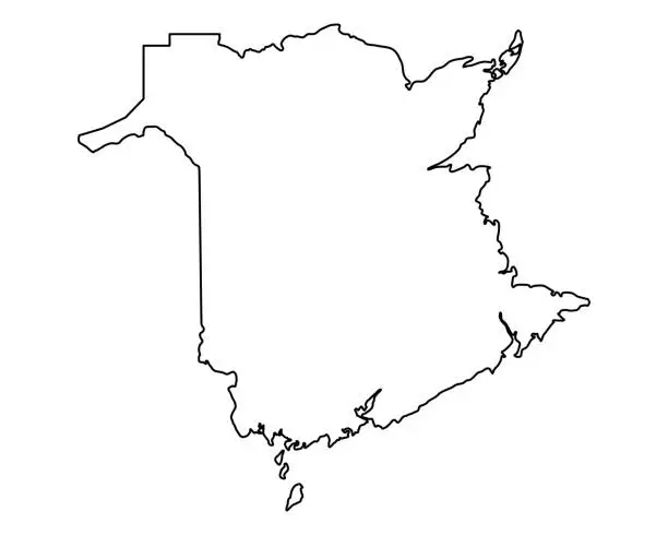 Vector illustration of Map of New Brunswick
