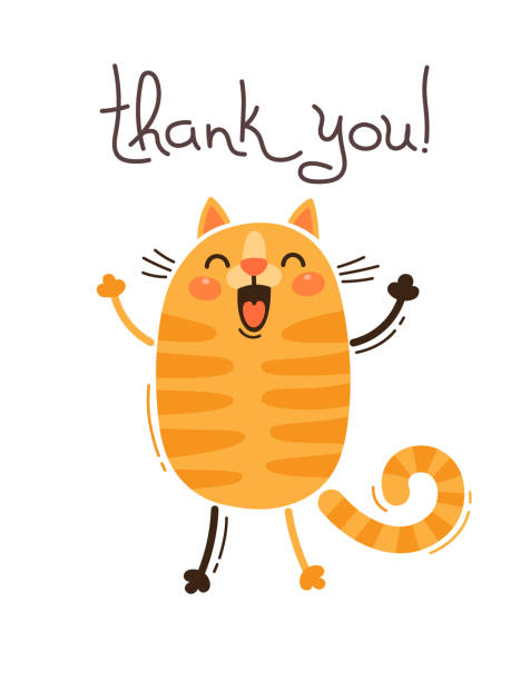 Funny Cat Says Thank You Vector Illustration In Cartoon Style Stock  Illustration - Download Image Now - iStock