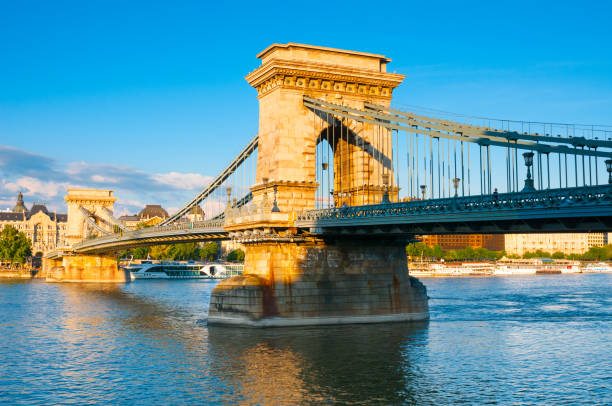istock Chain bridge across the Danube river in Budapest, Hungary 1082846744