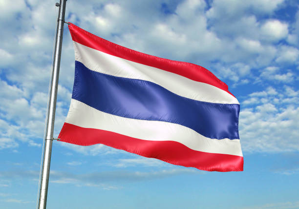 istock Thailand flag waving cloudy sky background 1082847766