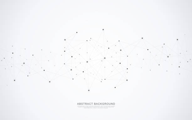 illustrations, cliparts, dessins animés et icônes de abstrait géométrique avec connectés points et de lignes. concept de structure et de la communication moléculaire. connexion réseau et fond de technologie numérique. - réseau informatique