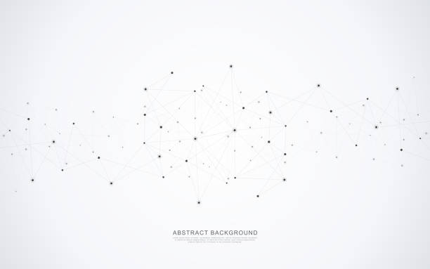 Geometric abstract background with connected dots and lines. Molecular structure and communication concept. Digital technology background and network connection. Geometric abstract background with connected dots and lines. Molecular structure and communication concept. Digital technology background and network connection polygon textures stock illustrations