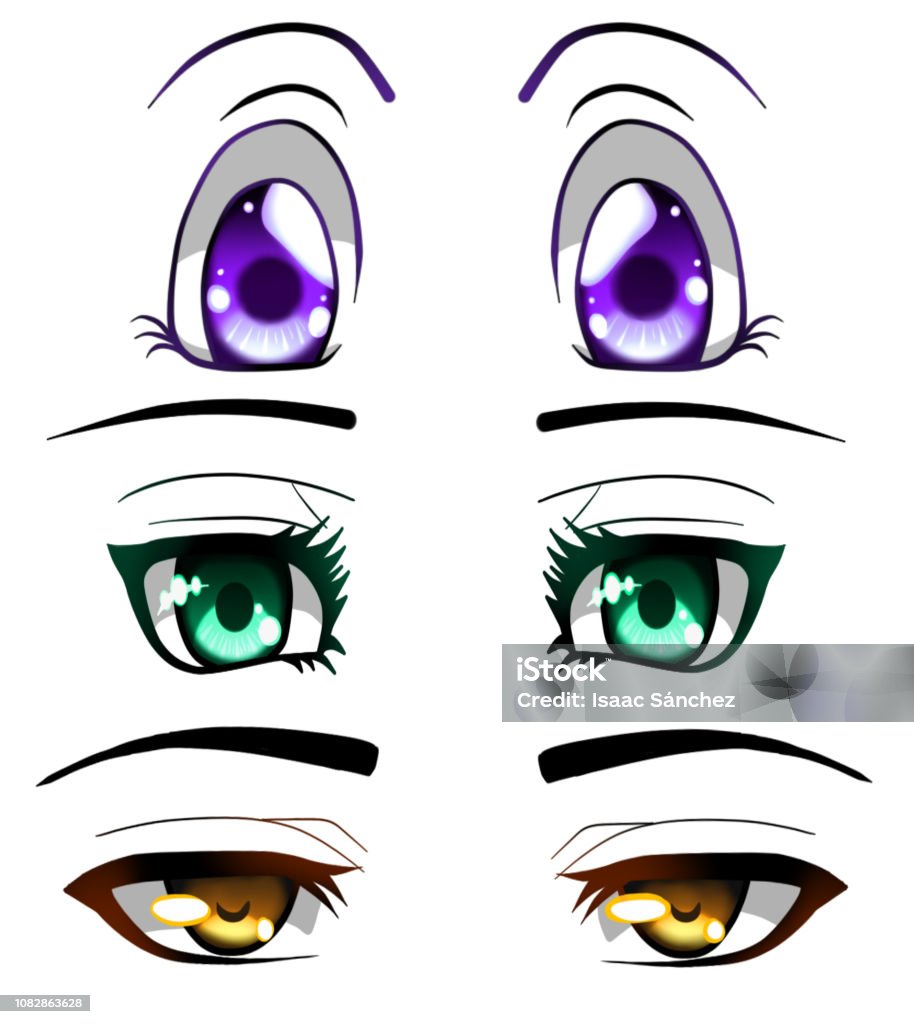 Anime eyes Set of anime eyes Human Eye stock illustration