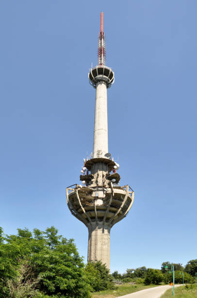 istock broken television tower against the sky. Serbia. Fruska Gora 1082871176
