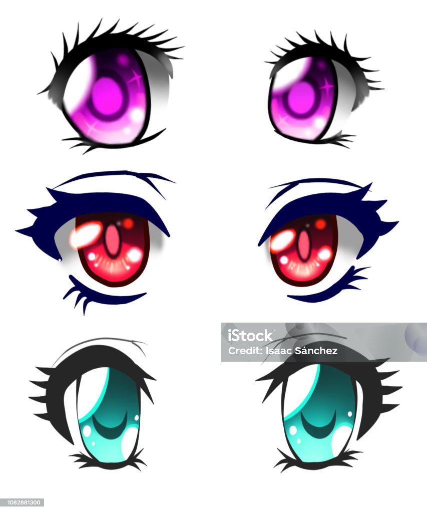 Anime eyes Set of anime eyes Anime Expo stock illustration