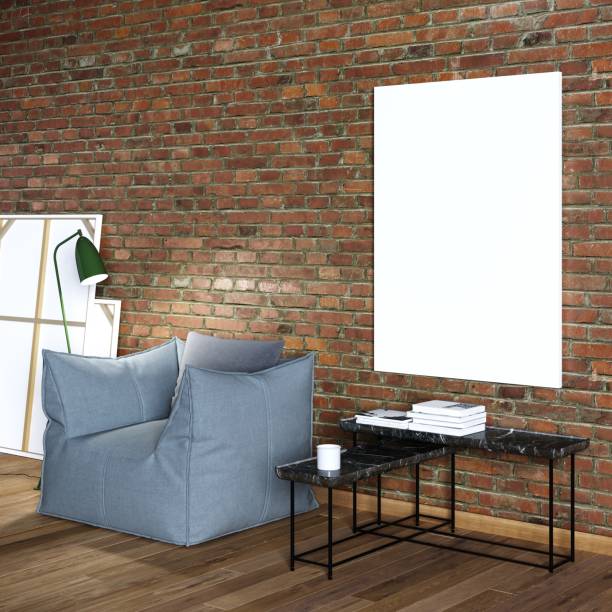 istock mock up poster on a brick wall. 1082881952