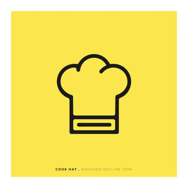Vector illustration of Cook Hat Rounded Line Icon