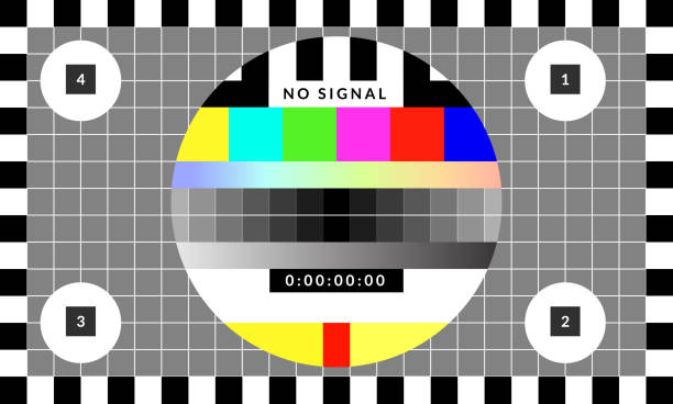retro-test chip chartmuster, die für die tv-kalibrierung verwendet wurde. - testbild stock-grafiken, -clipart, -cartoons und -symbole