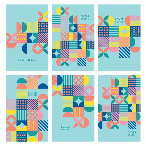 Vector illustration of Colorful geometric covers