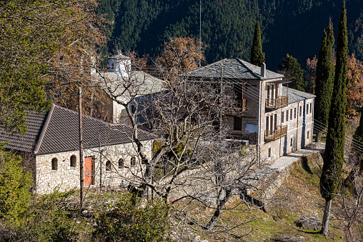 The historical Monastery of Panagia Ampelakiotissa, dedicated to Virgin Mary, on the mountains of Nafpaktia in Central Greece