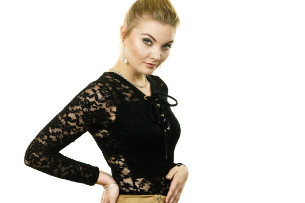 istock Woman wearing stylish lace top 1082891850