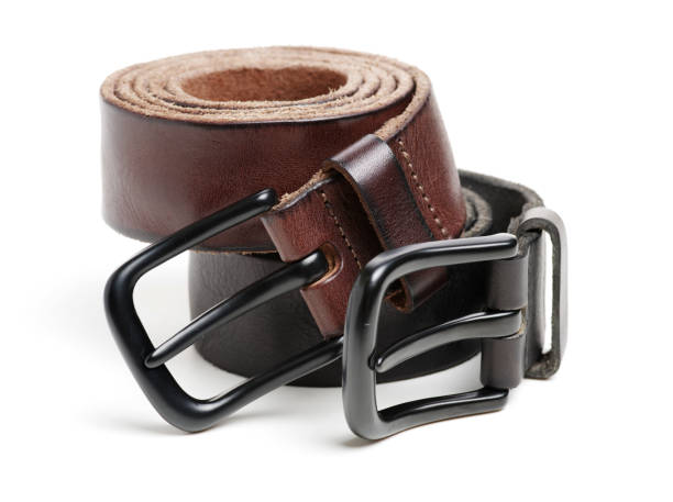 istock Brown Leather Belt, White Background 1082896004