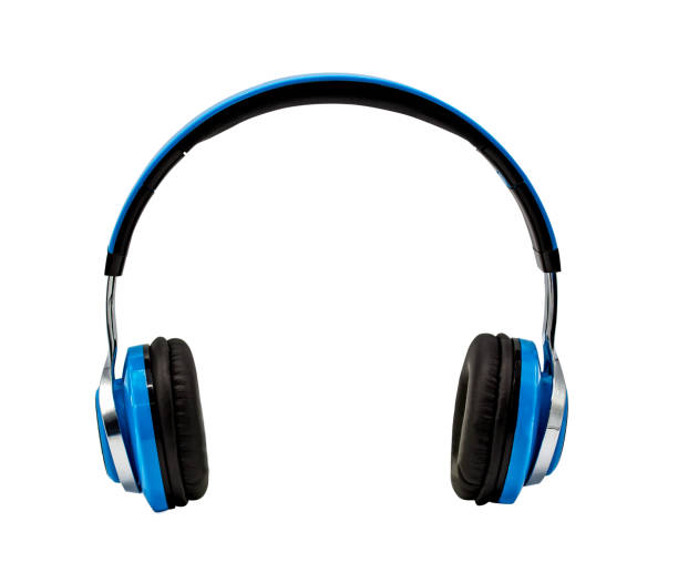 Blue headphone isolated on white background with clipping path